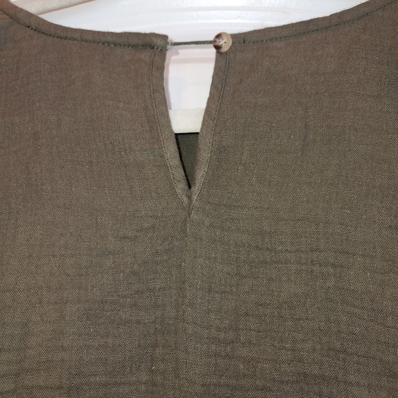 NWT Copper Key Olive Long Sleeve Peplum Top Size L Crinkle Cotton Fabric Soft - Picture 8 of 14